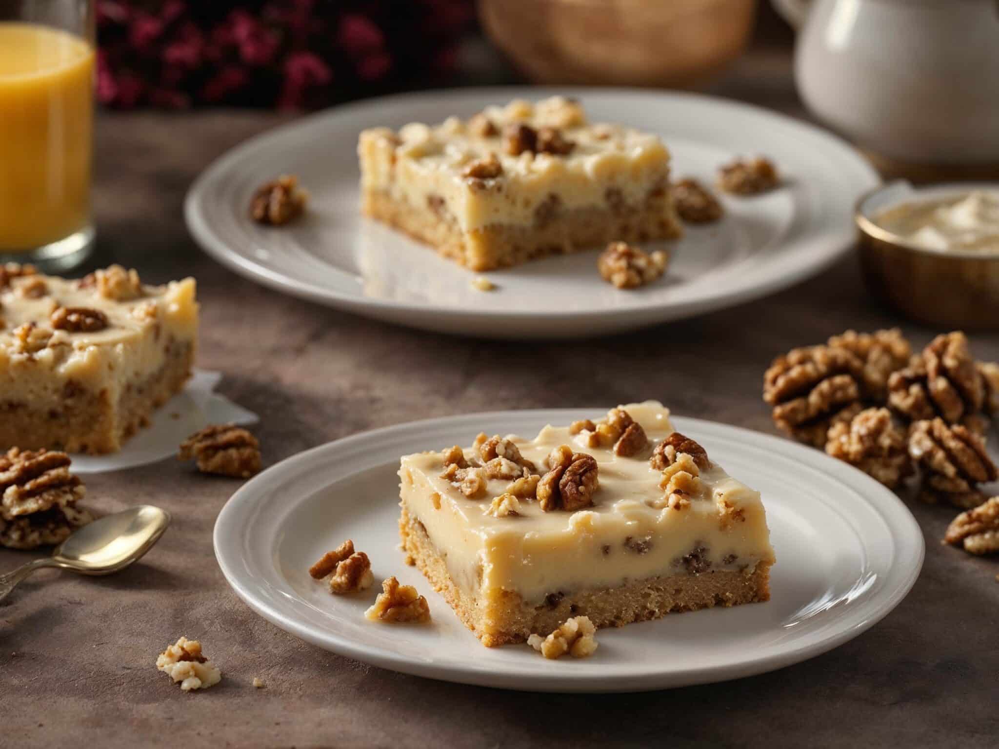 Friss dich dumm Kuchen vom Blech Rezept mit Walnüssen und Pudding